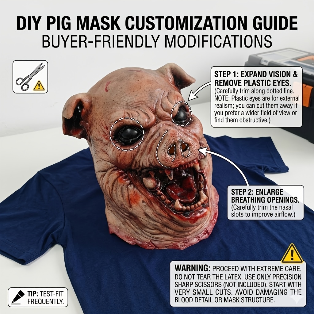Realistic Bloody Pig Monster Full Face Mask for Halloween